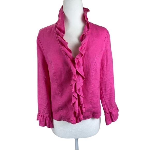 INC International Concepts Jackets & Blazers - INC International Concepts Y2K 100% Linen Pink Jacket Size SP Barbiecore